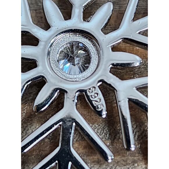 Sterling Silver Snowflake Pendant Fringe Long Chain Statement Necklace for Women - Picture 11 of 12